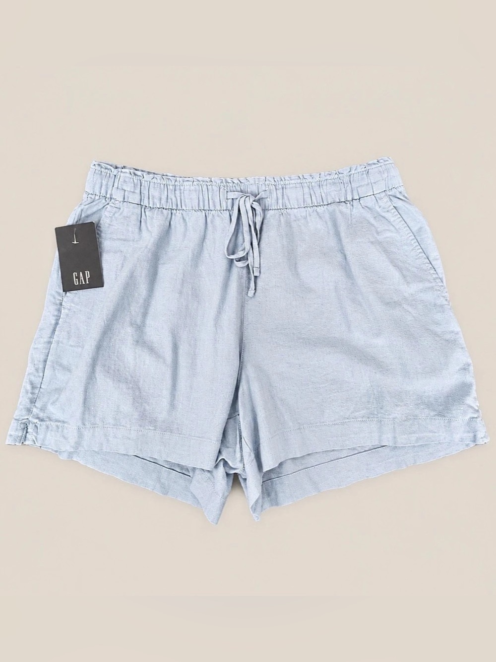 GAP Linen Blend Pull-On Shorts Light Blue Size Large NWT